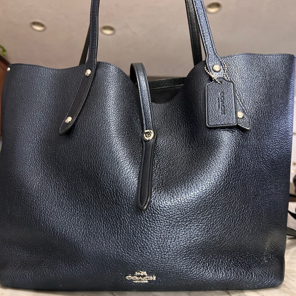 Coach Blue metallic Leather Tote Bag